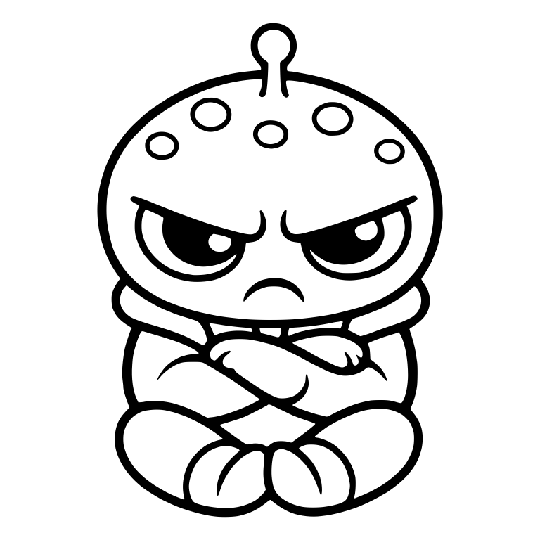 Grumpy Alien Sitting Cross-Legged With Spotted Dome Head — free fantasy-creature SVG cut file
