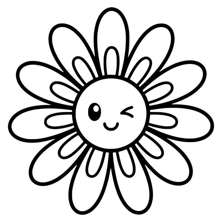 Winking Daisy With Layered Inner Petals — free floral SVG cut file