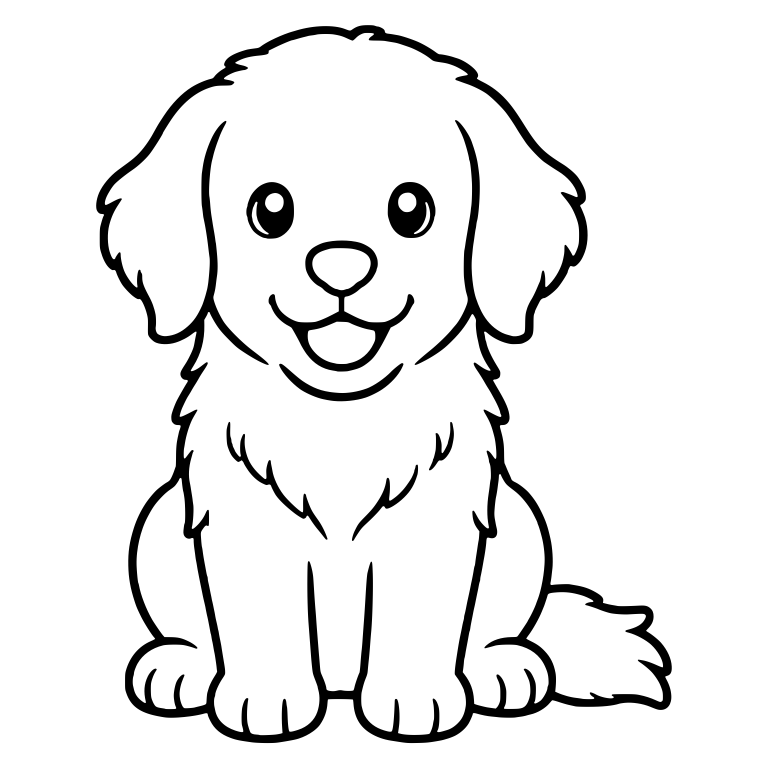 Sitting Golden Retriever Puppy with Unshaded Nose — free animal SVG cut file