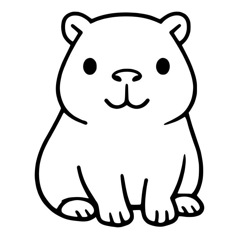 Smiling Capybara Sitting Front View With Small Nose — free animal SVG cut file