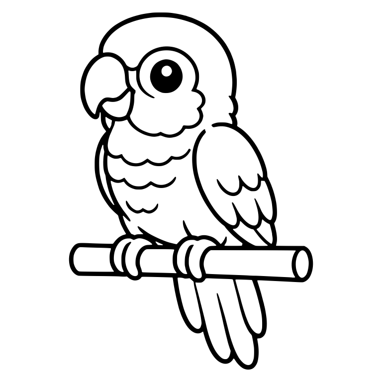 Conure Perched on a Bar with Big Eye and Scalloped Chest — free animal SVG cut file