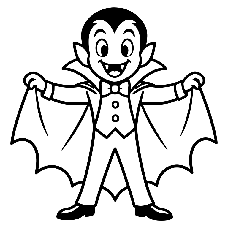 Vampire Boy Spreading Bat-Wing Cape Wide — free characters SVG cut file