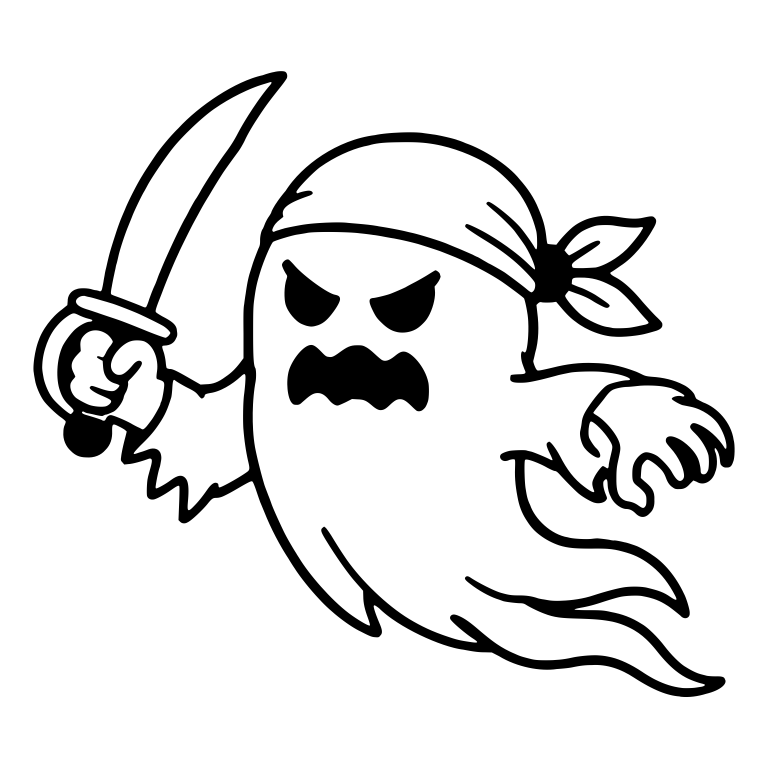 Angry Bandana Ghost with Cutlass and Clawed Hand — free fantasy-creature SVG cut file