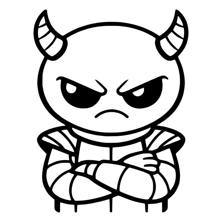 Grumpy Horned Alien in Armor With Crossed Arms — free fantasy-creature SVG cut file