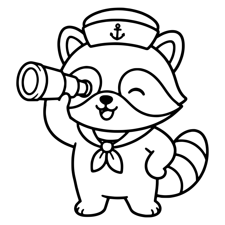Sailor Raccoon Looking Through Spyglass — free animal SVG cut file