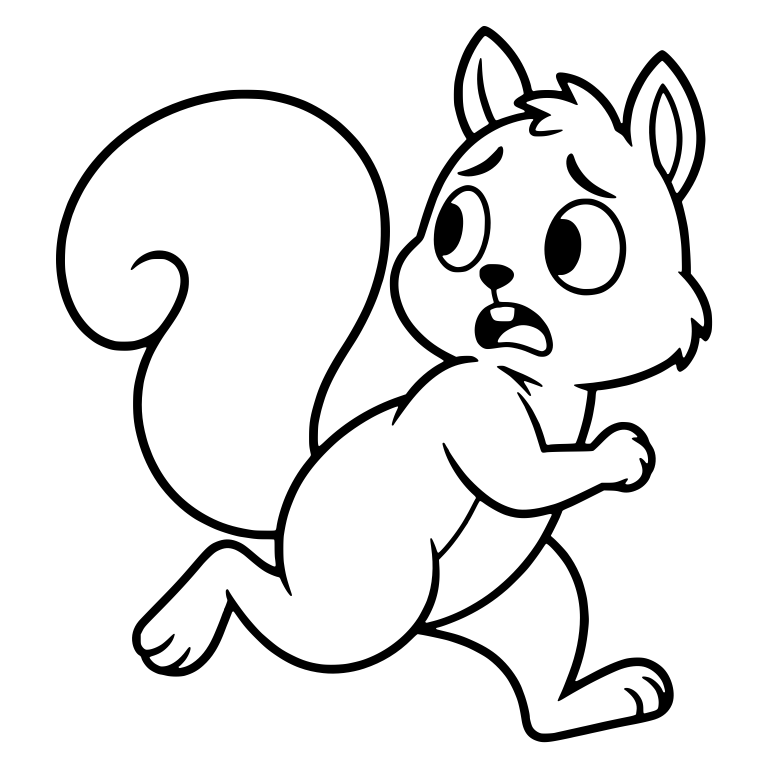 Worried Squirrel Glancing Back While Running, Curled Tail — free animal SVG cut file