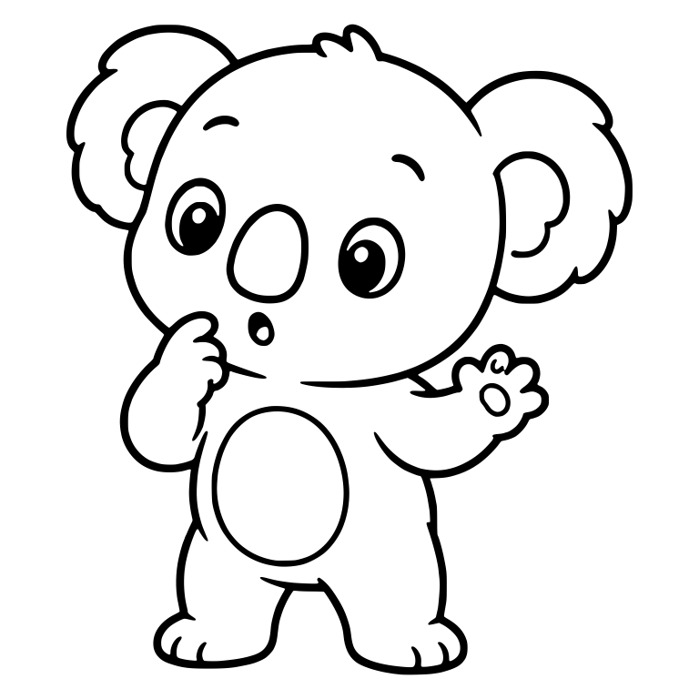 Standing Koala with One Paw at Chin and One Waving — free animal SVG cut file