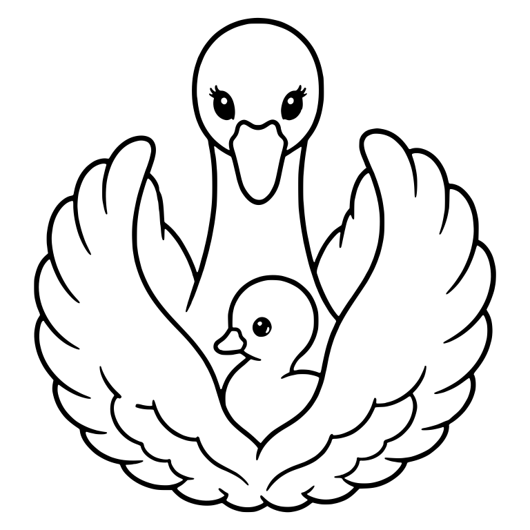 Mama Swan Cradling Baby Swan in Her Wings — free animal SVG cut file
