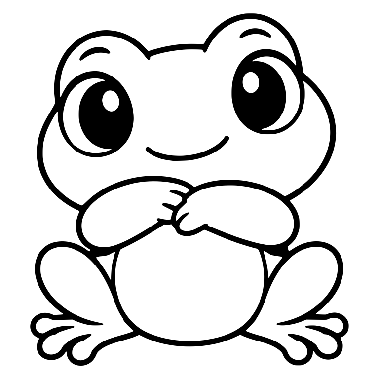 Chibi Frog With Folded Arms and Shy Smile — free animal SVG cut file