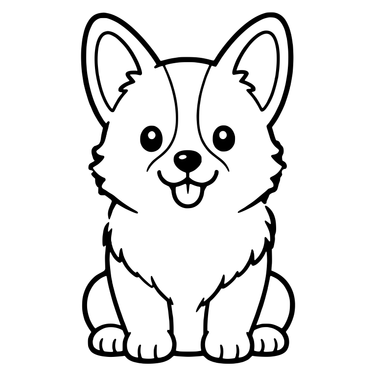 Corgi Sitting Tall With Fluffy Cheeks And Chest Tufts — free animal SVG cut file