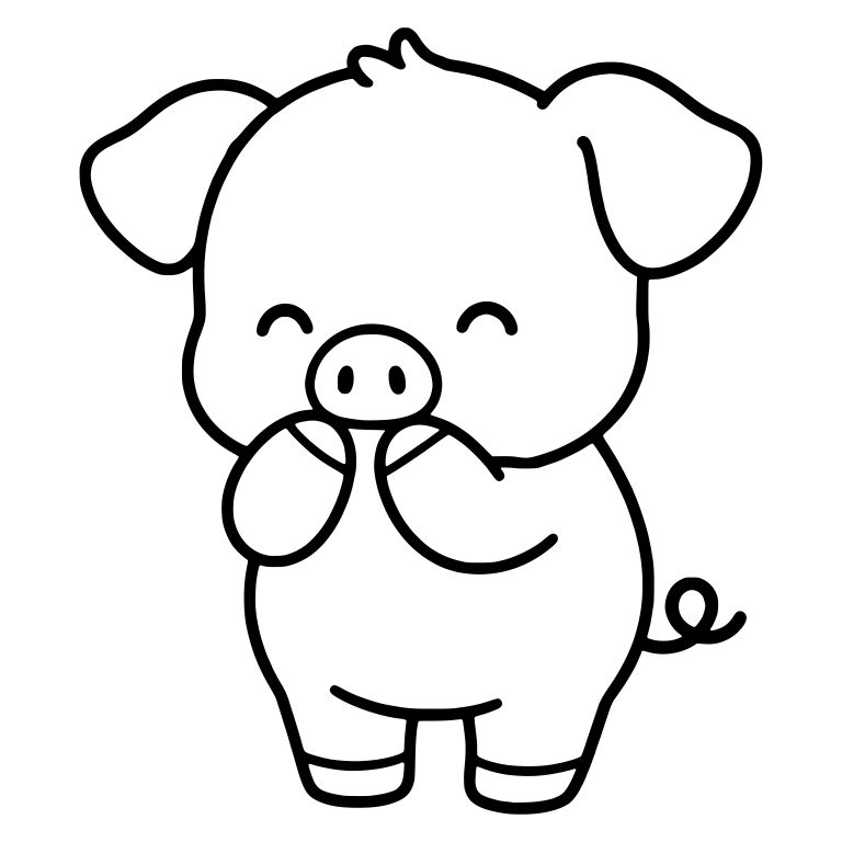Shy Piglet Giggling Behind Both Hands — free animal SVG cut file