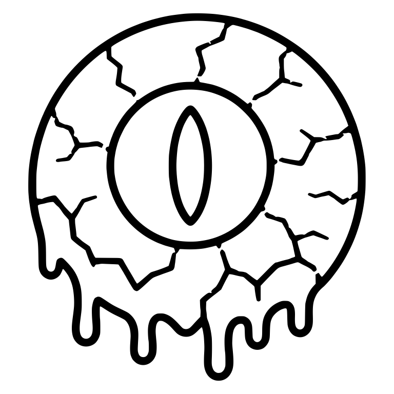 Cracked Dripping Eyeball With Outlined Slit Pupil — free symbol SVG cut file