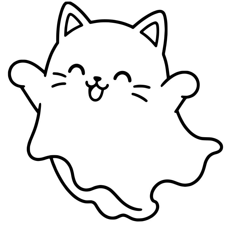 Floating Ghost Cat with Raised Arms and Closed Eyes — free animal SVG cut file