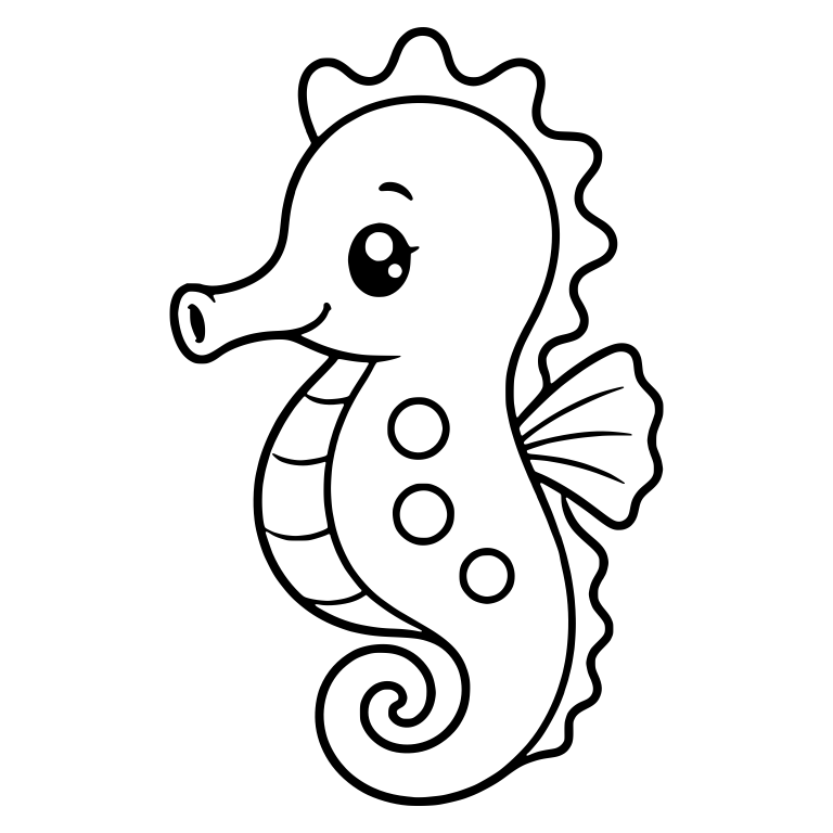 Three-Spot Seahorse With Long Snout and Scalloped Back — free animal SVG cut file