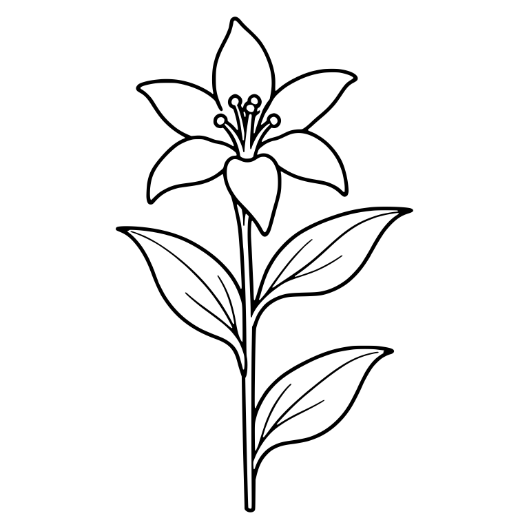 Toad Lily Flower With Stamens and Three Leaves — free floral SVG cut file