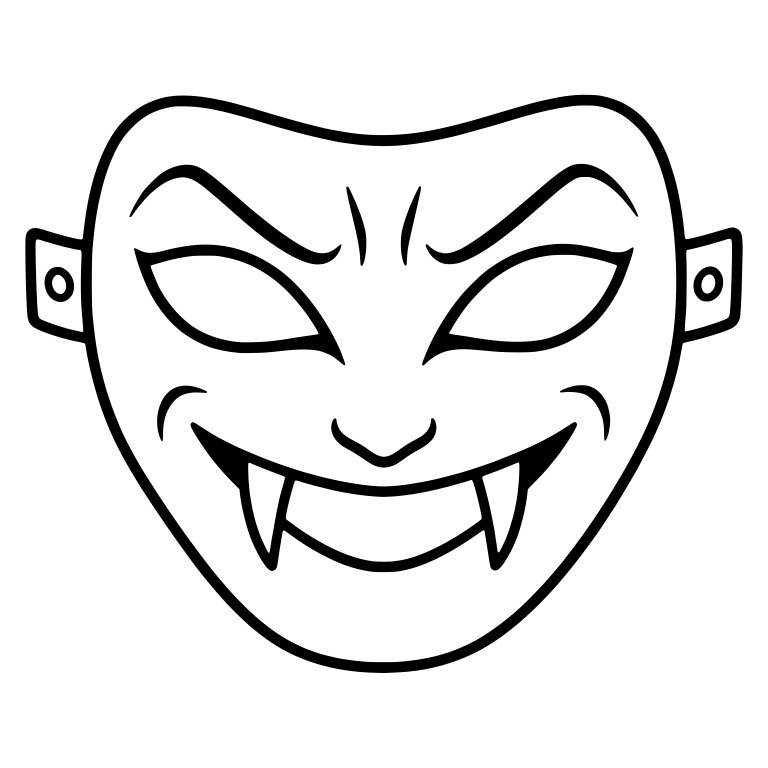 Grinning Vampire Mask With Bared Fangs and Side Tabs — free objects SVG cut file