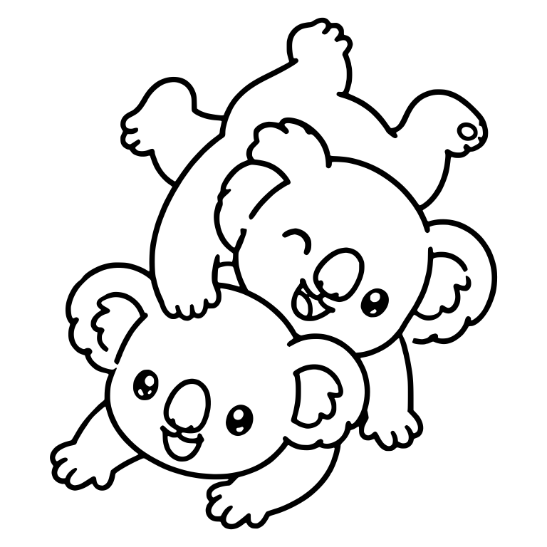 Two Koalas Tumbling With One Upside Down — free animal SVG cut file