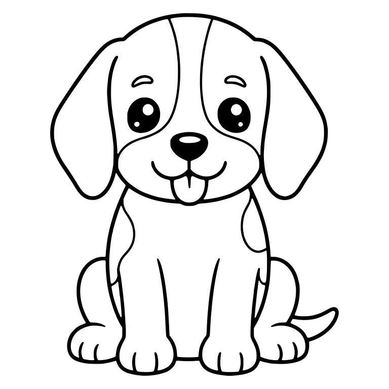 Sitting Beagle Puppy with Eyebrows and Tongue Out — free animal SVG cut file