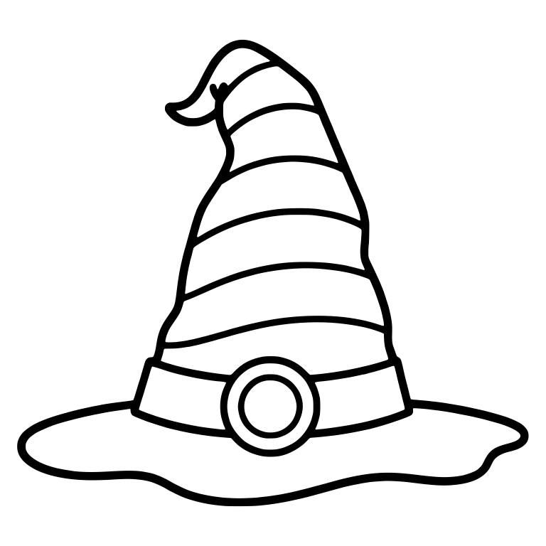 Striped Witch Hat with Bent Tip and Round Buckle — free objects SVG cut file