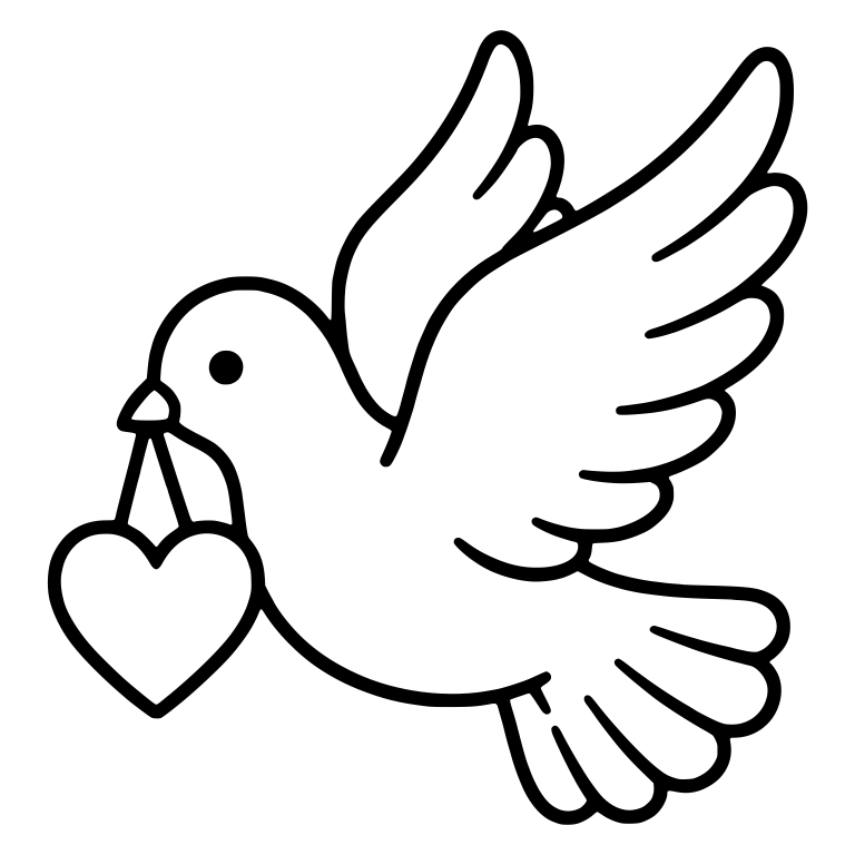 Flying Dove Carrying a Hanging Heart on Strings — free animal SVG cut file
