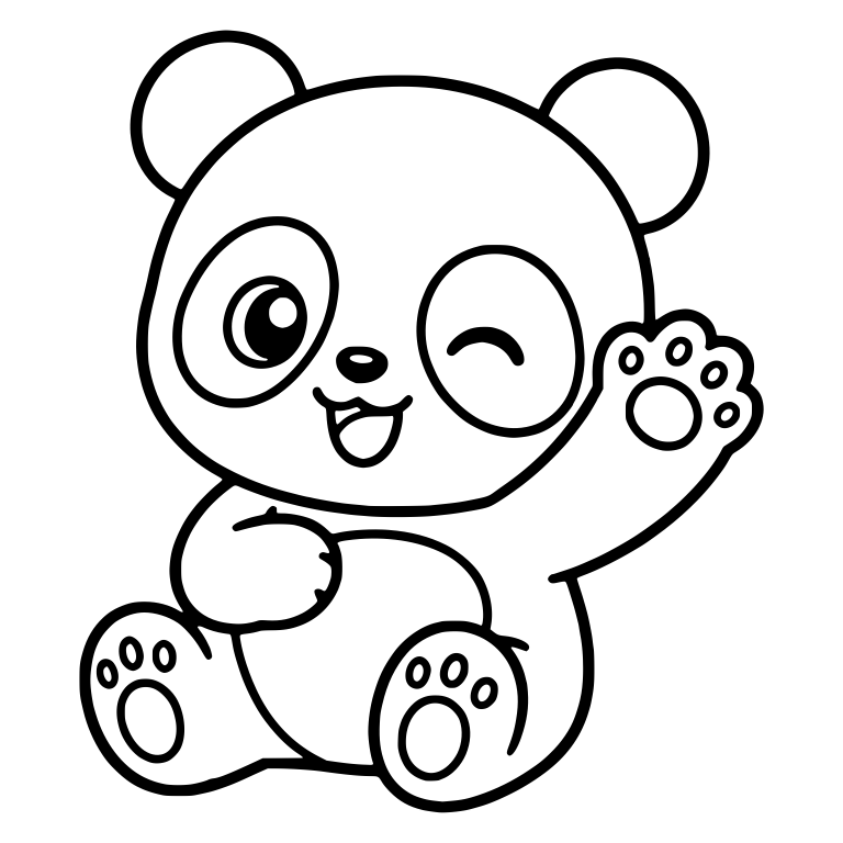 Winking Panda Cub Waving With Hand on Belly — free animal SVG cut file