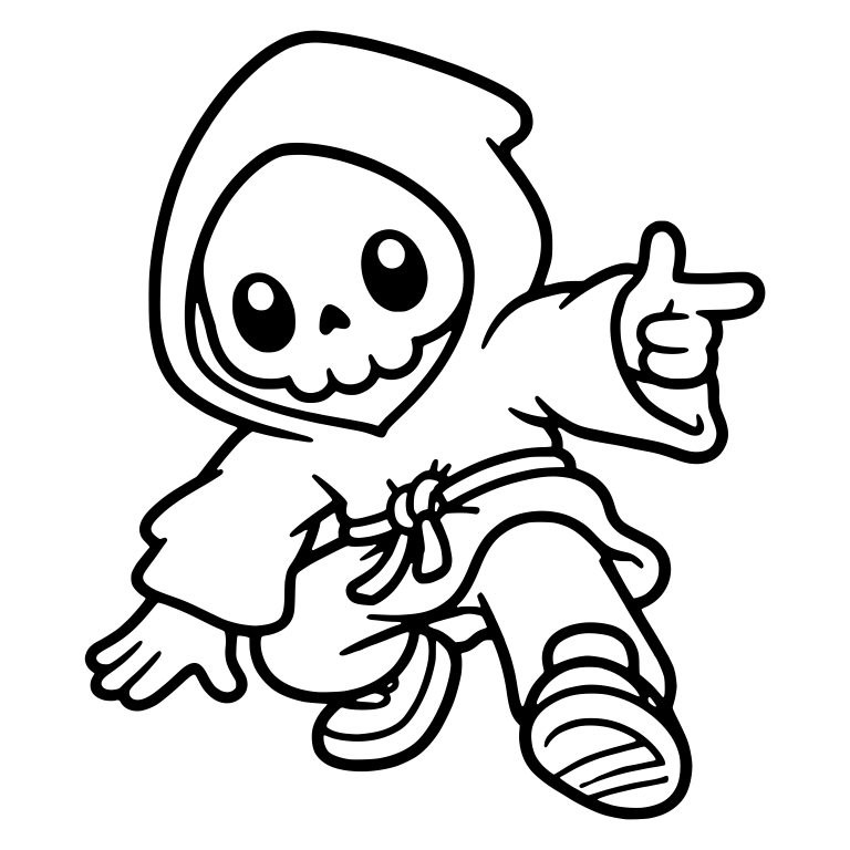 Breakdancing Kawaii Grim Reaper in Hoodie and Sneakers — free characters SVG cut file