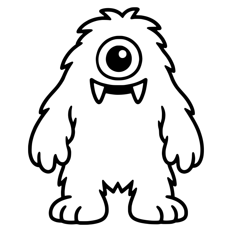 Tall Furry One-Eyed Monster With Big Fangs And Paws — free fantasy-creature SVG cut file