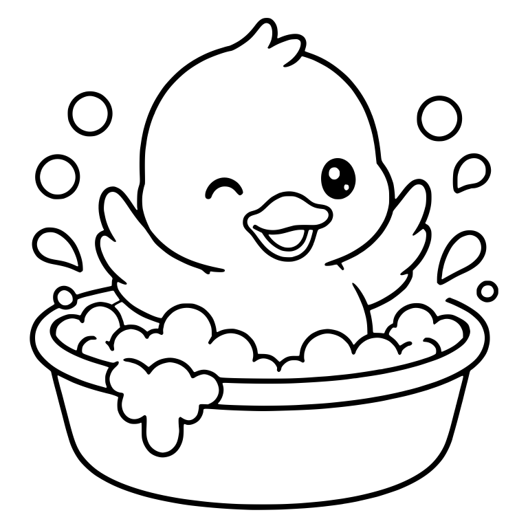 Winking Duckling Splashing in Bubble Bath — free animal SVG cut file