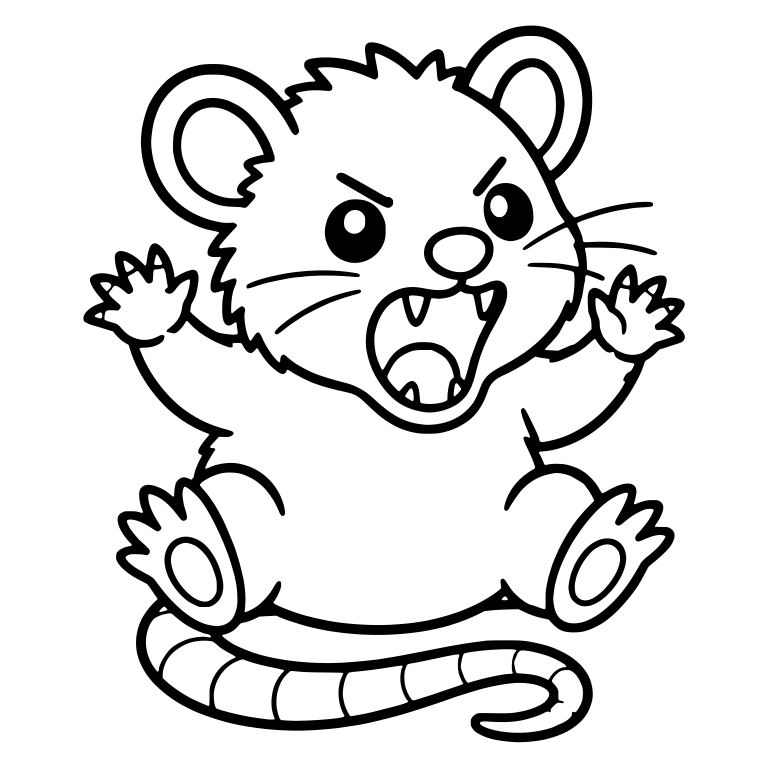 Hissing Opossum Sitting With Claws Raised — free animal SVG cut file
