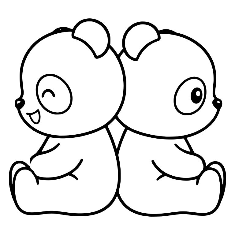 Two Panda Cubs Sitting Back to Back — free animal SVG cut file