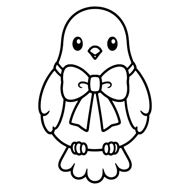Chubby Front-Facing Dove With Big Chest Bow — free animal SVG cut file