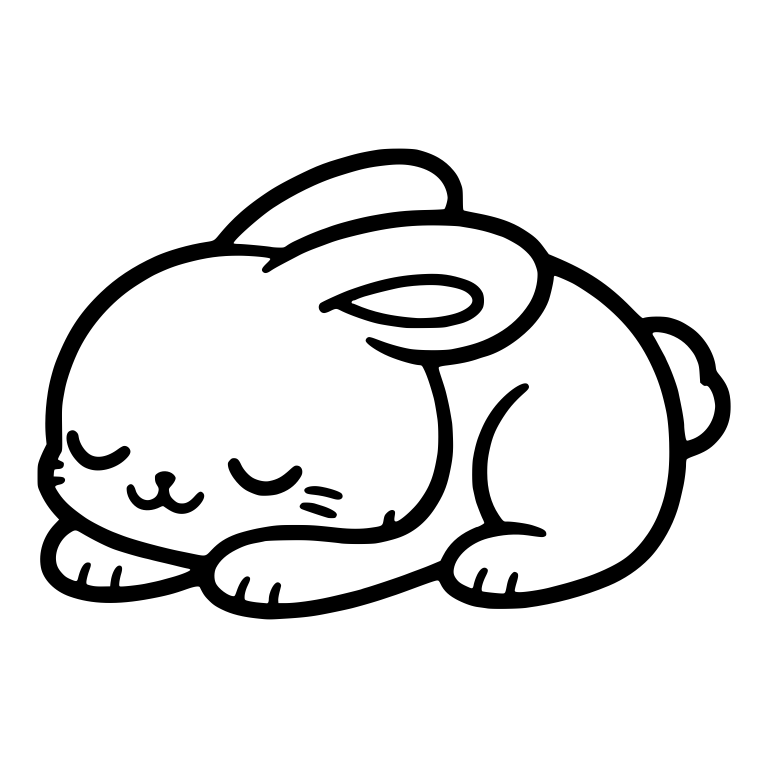 Sleeping Bunny Curled Up With Folded Ear Over Its Back — free animal SVG cut file