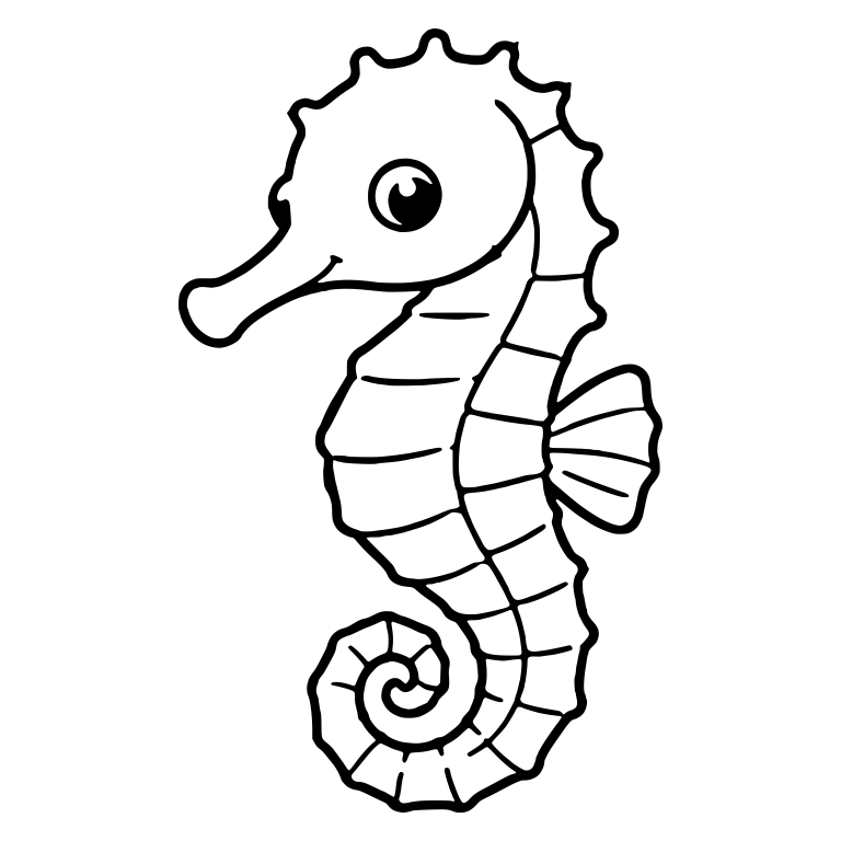 Bold-Outline Seahorse With Bumpy Crest And Spine Line — free animal SVG cut file