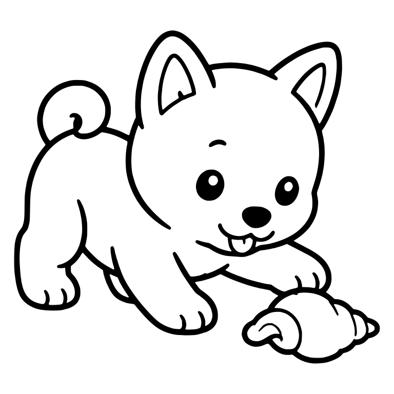 Playful Shiba Puppy With Seashell — free animal SVG cut file