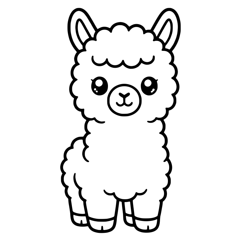 Standing Baby Llama Facing Front With Sparkly Eyes — free animal SVG cut file