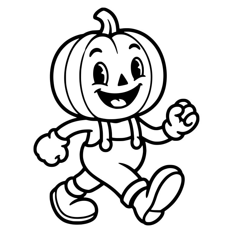 Retro Pumpkin Head Character Walking in Overalls — free characters SVG cut file