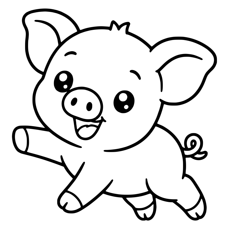 Jumping Piglet Reaching One Arm Out — free animal SVG cut file