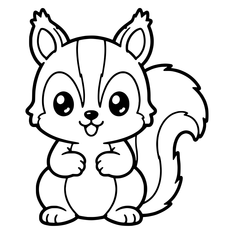 Striped Squirrel Sitting with Paws on Chest and Tufted Ears — free animal SVG cut file