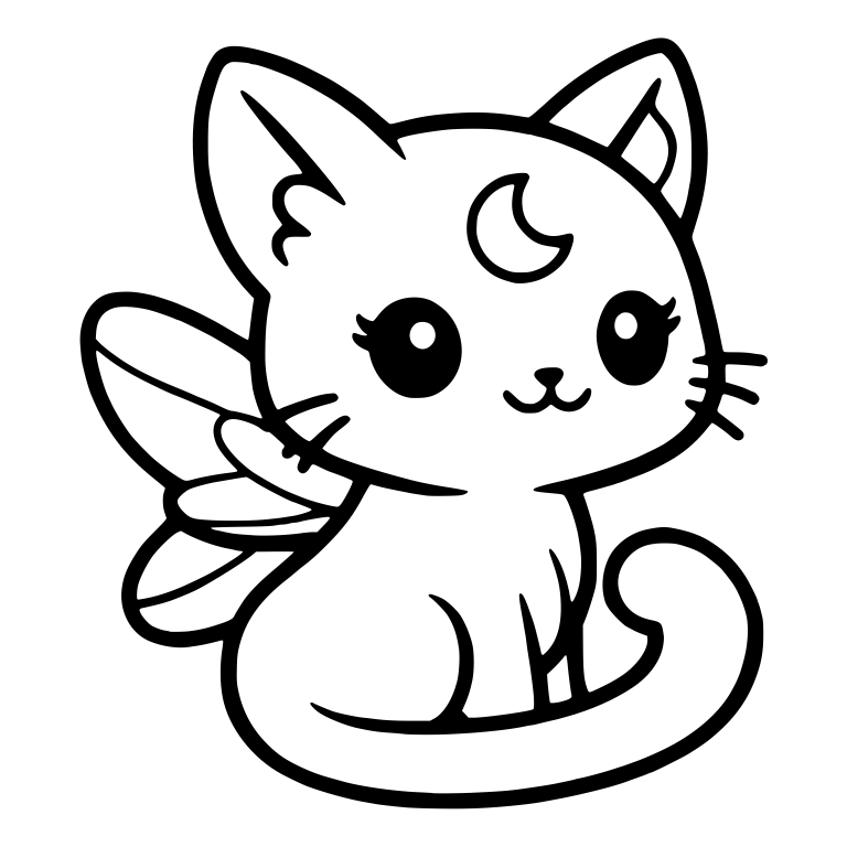 Fairy Cat With Moon Forehead Mark and Big Looped Tail — free animal SVG cut file