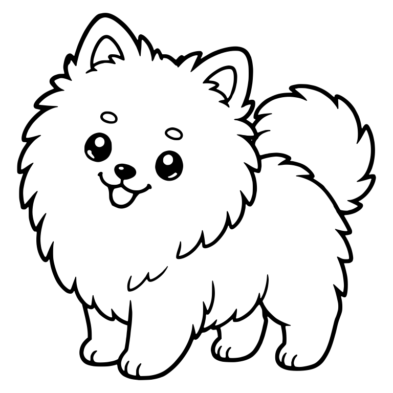 Standing Pomeranian With Eyebrow Dots and Tongue Out — free animal SVG cut file