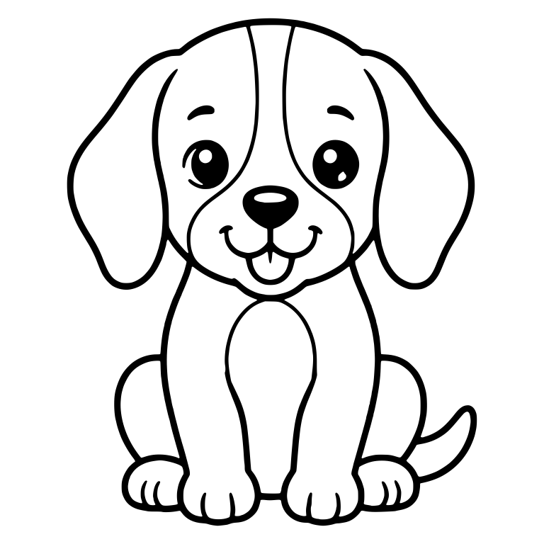 Smiling Sitting Beagle Puppy With Tongue Out Front View — free animal SVG cut file