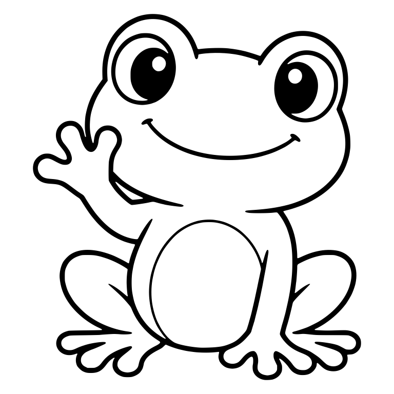 Chibi Frog Waving One Hand with Round Belly — free animal SVG cut file