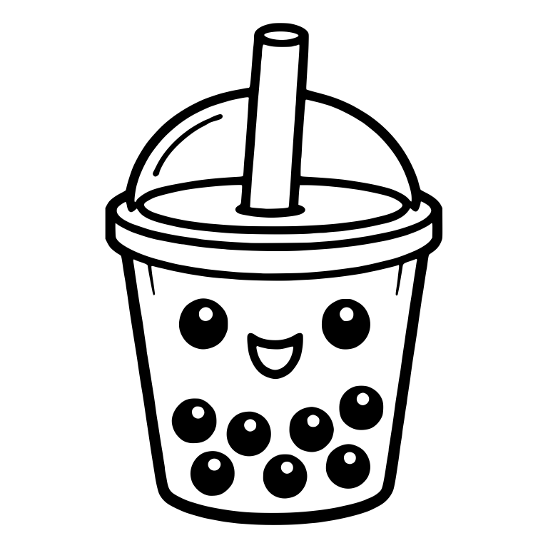 Kawaii Boba Tea Cup with Dome Lid and Straight Straw — free food SVG cut file