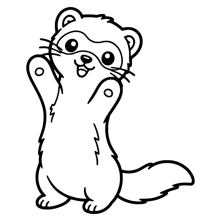 Kawaii Ferret Standing On Hind Legs With Paws Up — free animal SVG cut file