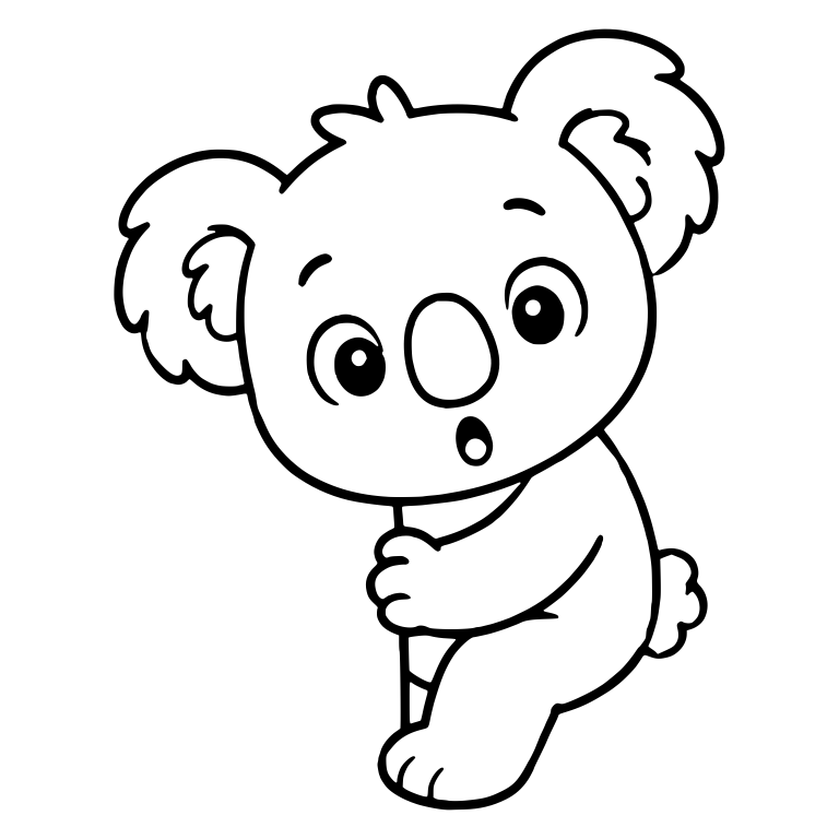 Surprised Koala Clinging To A Vertical Post — free animal SVG cut file
