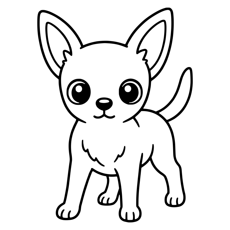 Alert Chihuahua Puppy Standing With Raised Tail — free animal SVG cut file