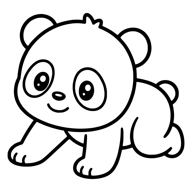 Crawling Panda Cub with Gentle Smile — free animal SVG cut file