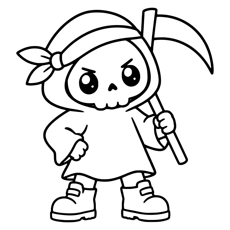 Rebel Grim Reaper in Bandana with Scythe and Boots — free characters SVG cut file