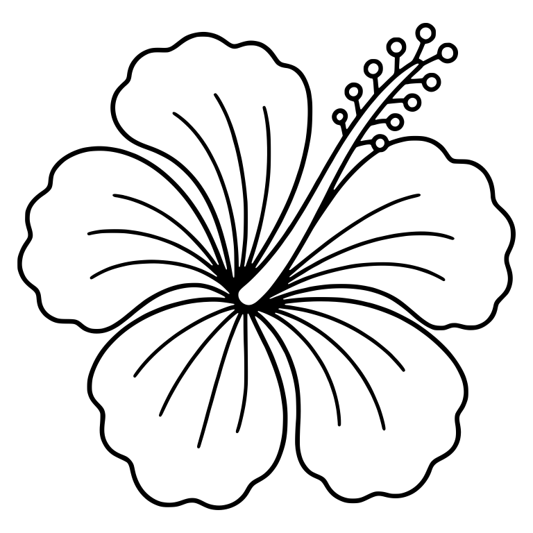 Hibiscus Flower With Long Stamen and Ruffled Petals — free floral SVG cut file