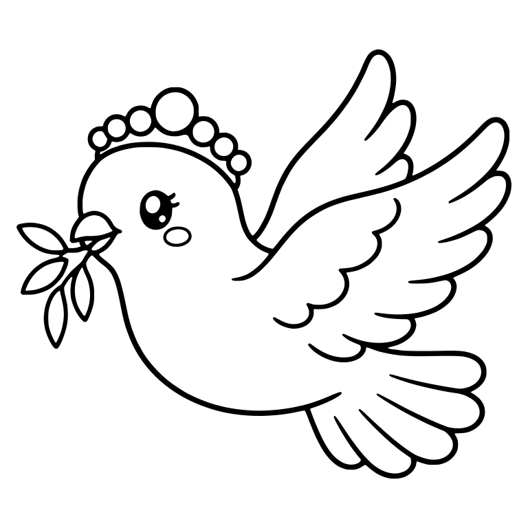 Flying Dove with Pearl Crown Carrying Olive Branch — free animal SVG cut file